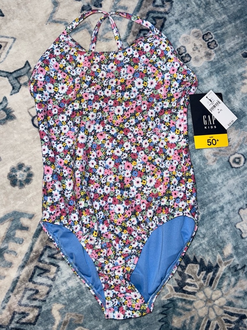 GAP Kids Floral One-Piece Swimsuit in Pink, Blue, White